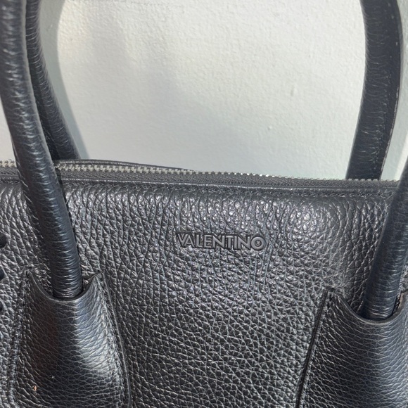Valentino By Mario Valentino Black Textured Satchel with studs. - Picture 2 of 12